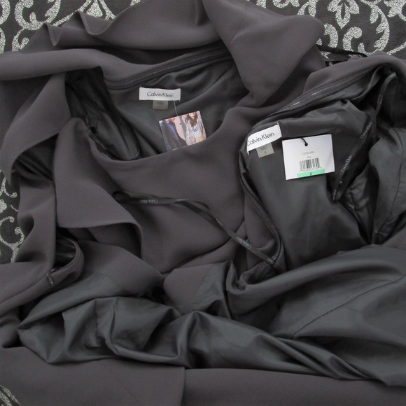 SALE! Calvin Klein Ruffle One Shoulder Slit Gown - Picture 7 of 8